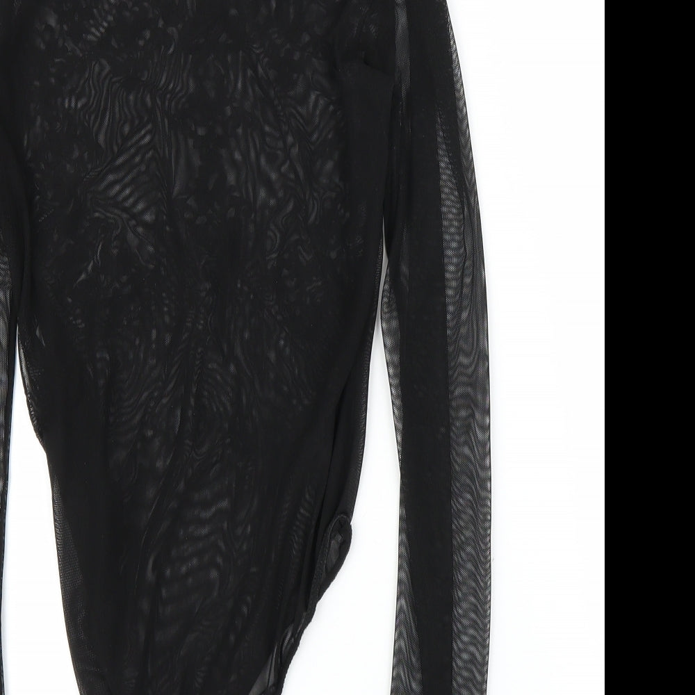 Boohoo Womens Black Floral  Leotard One-Piece Size 12