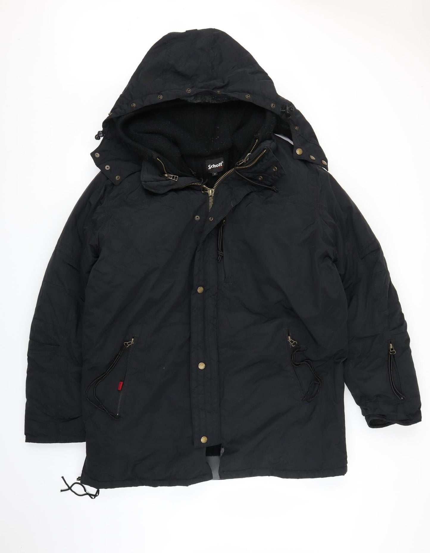 SCHOTT Mens Black   Parka Coat Size M  - Sweater included inside