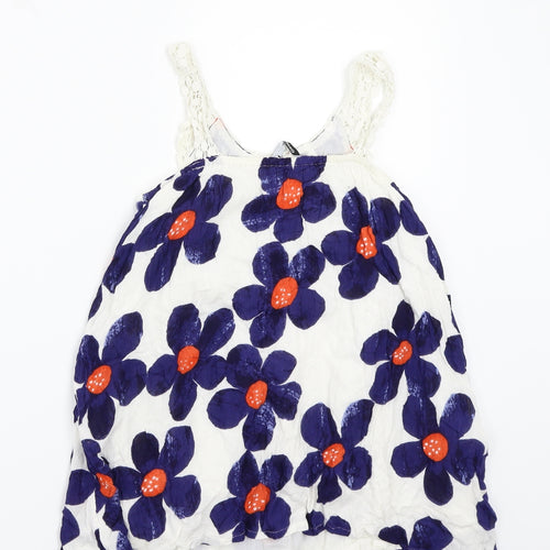 George Girls White Floral  Basic Tank Size 7-8 Years