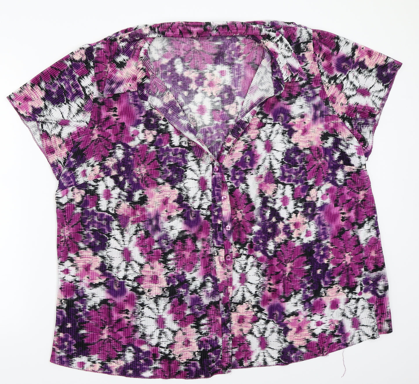 BM Womens Purple Floral  Basic Button-Up Size 24