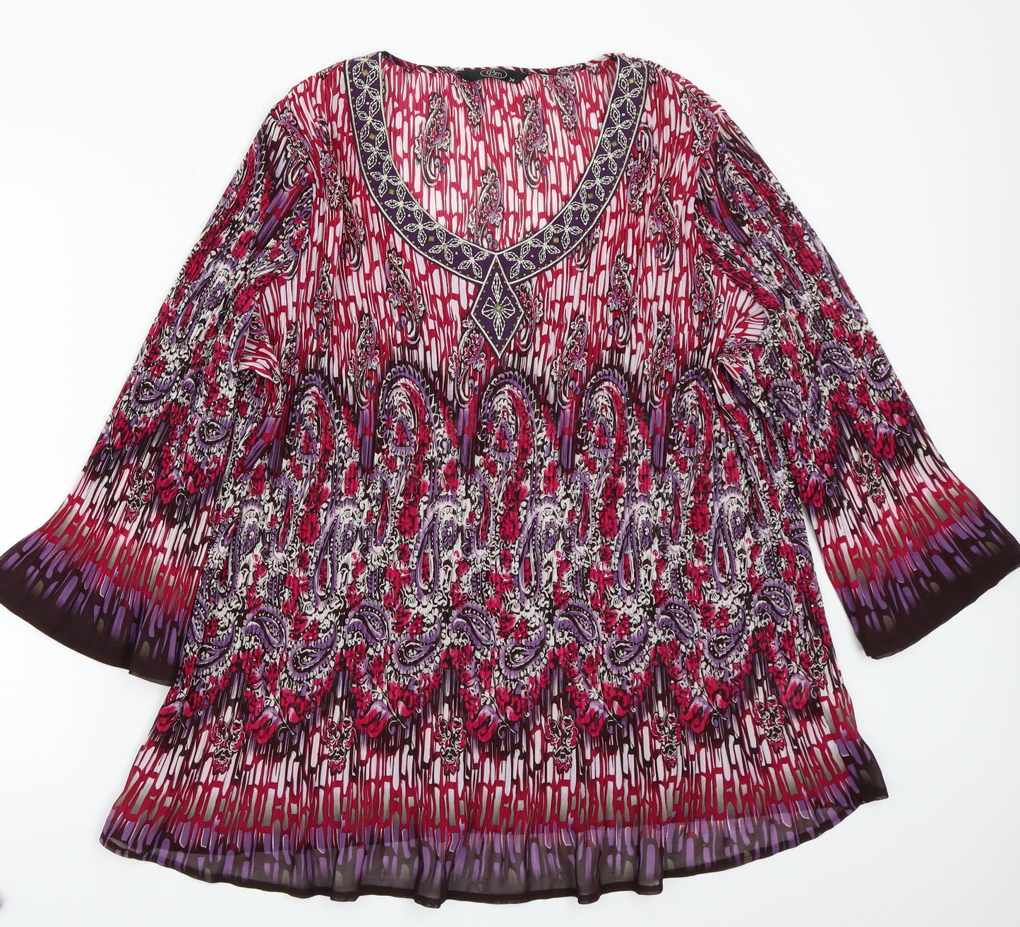 Bm  Womens Purple Paisley  Basic T-Shirt Size 24