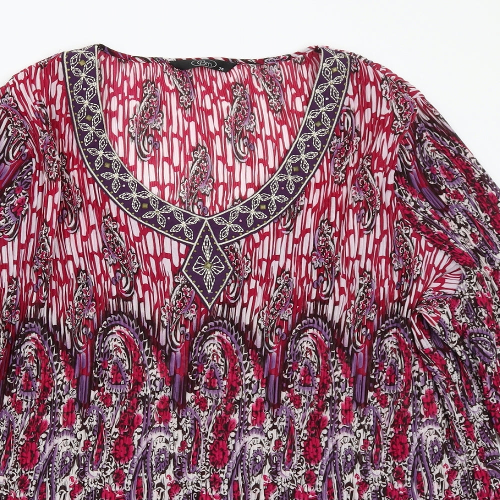 Bm  Womens Purple Paisley  Basic T-Shirt Size 24
