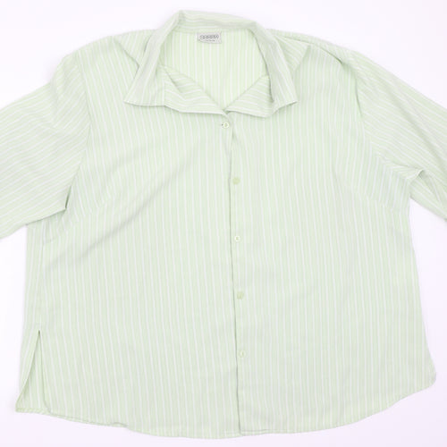 Canada Womens Green Striped  Basic Button-Up Size 2XL
