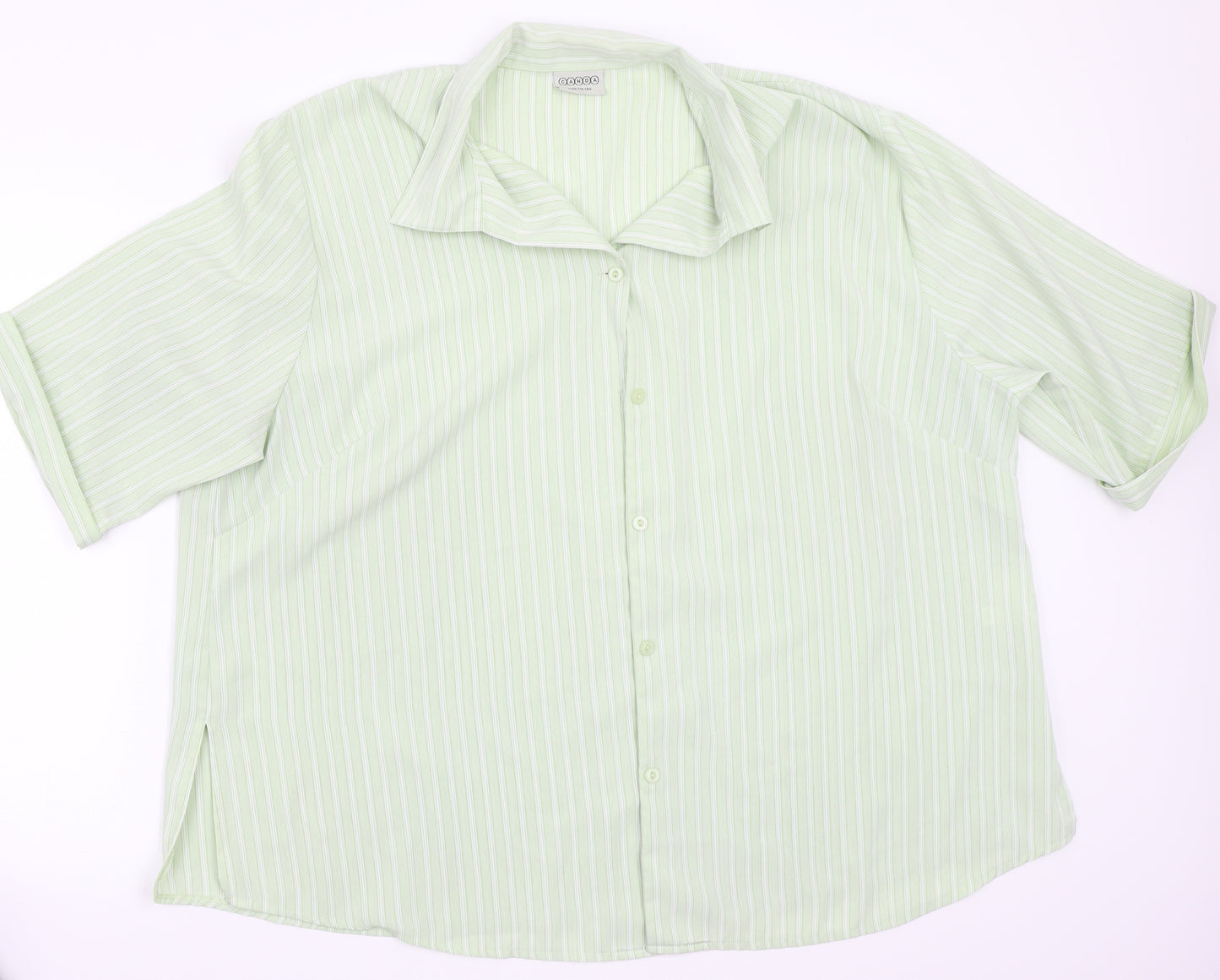 Canada Womens Green Striped  Basic Button-Up Size 2XL