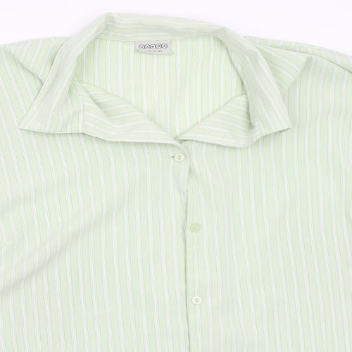 Canada Womens Green Striped  Basic Button-Up Size 2XL