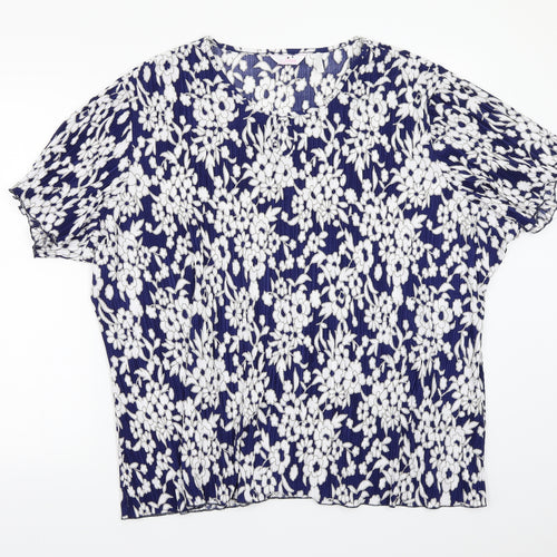 Julipa Womens Blue Floral  Basic T-Shirt Size 24