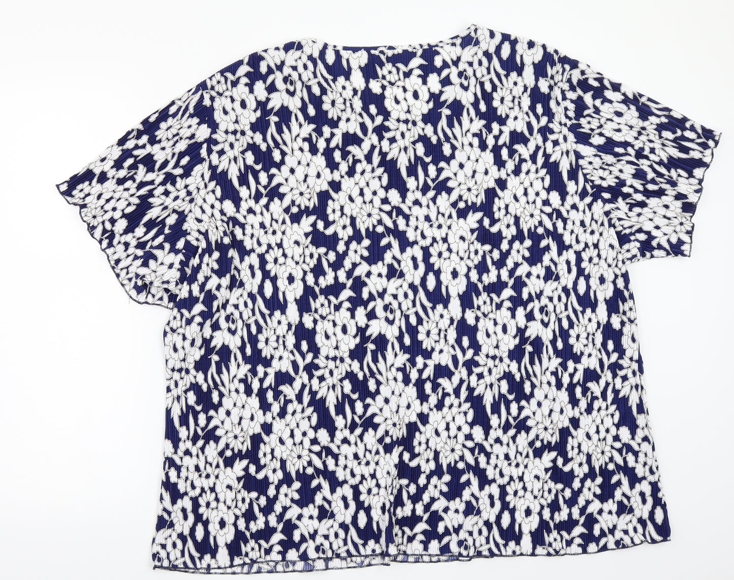 Julipa Womens Blue Floral  Basic T-Shirt Size 24