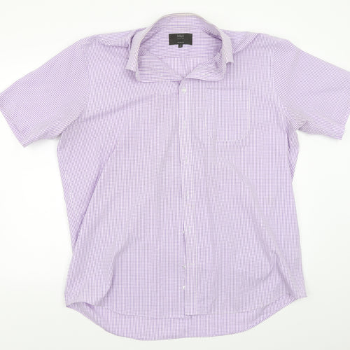 Marks and Spencer Mens White Check   Button-Up Size 17