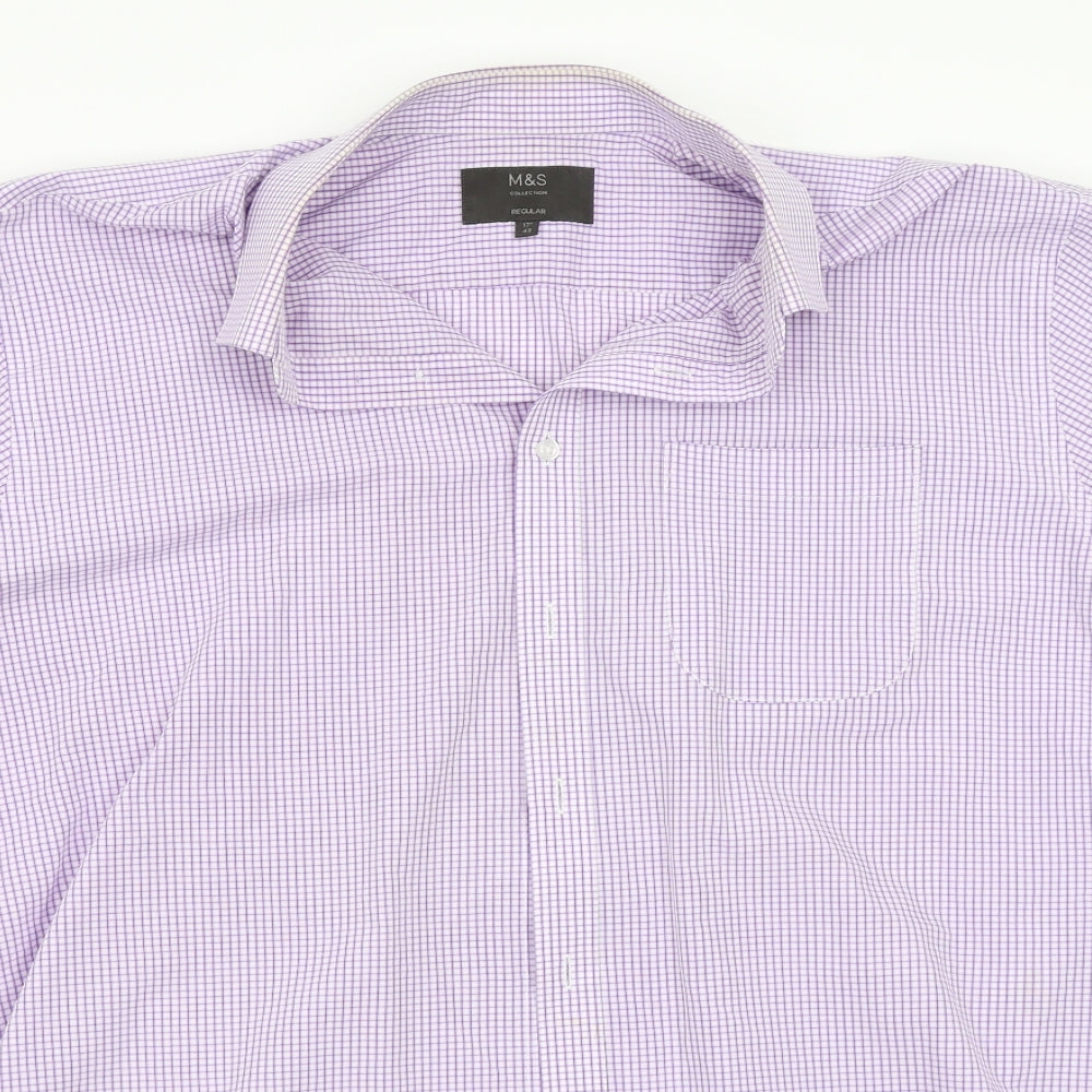 Marks and Spencer Mens White Check   Button-Up Size 17