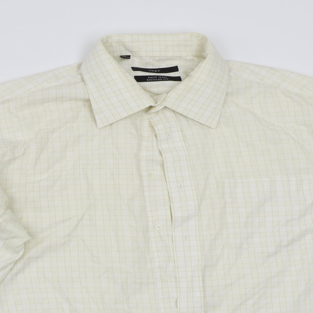 NEXT Mens Yellow Check   Button-Up Size 17