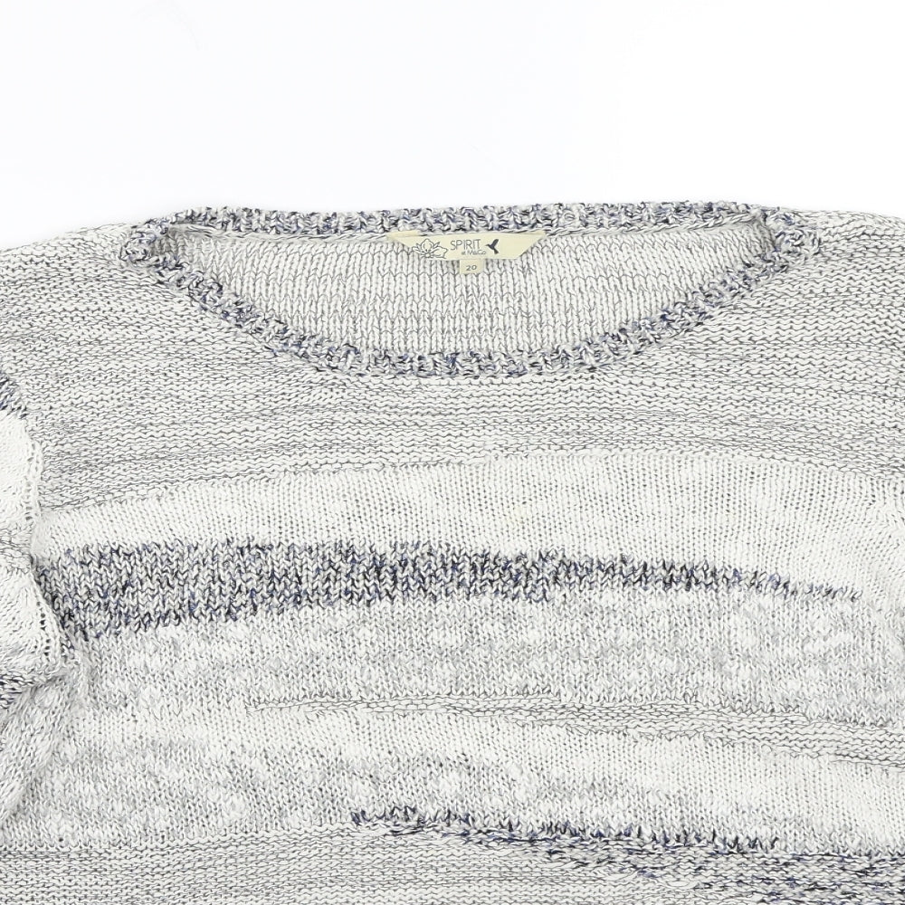 Spirit Womens White Striped  Pullover Jumper Size 20