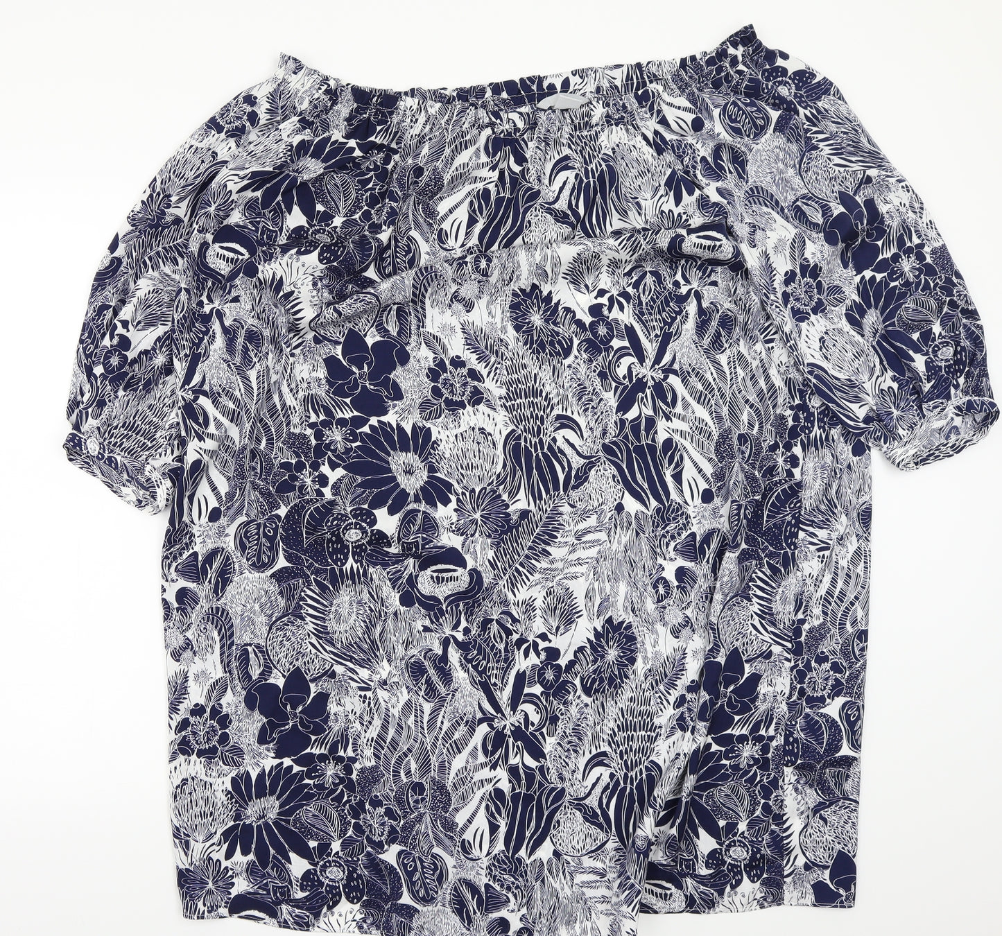 H&M Womens Black Floral  Basic Blouse Size 12