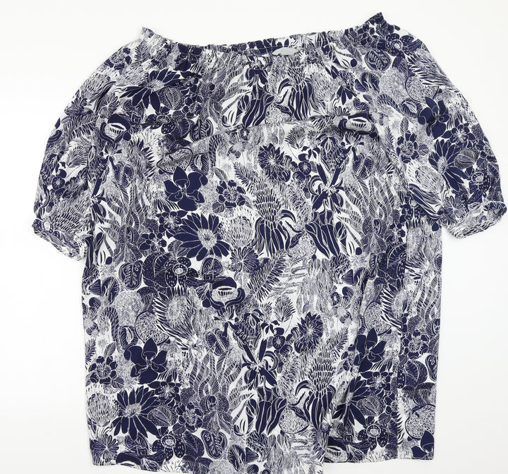 H&M Womens Black Floral  Basic Blouse Size 12