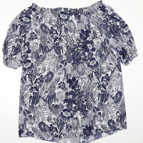 H&M Womens Black Floral  Basic Blouse Size 12