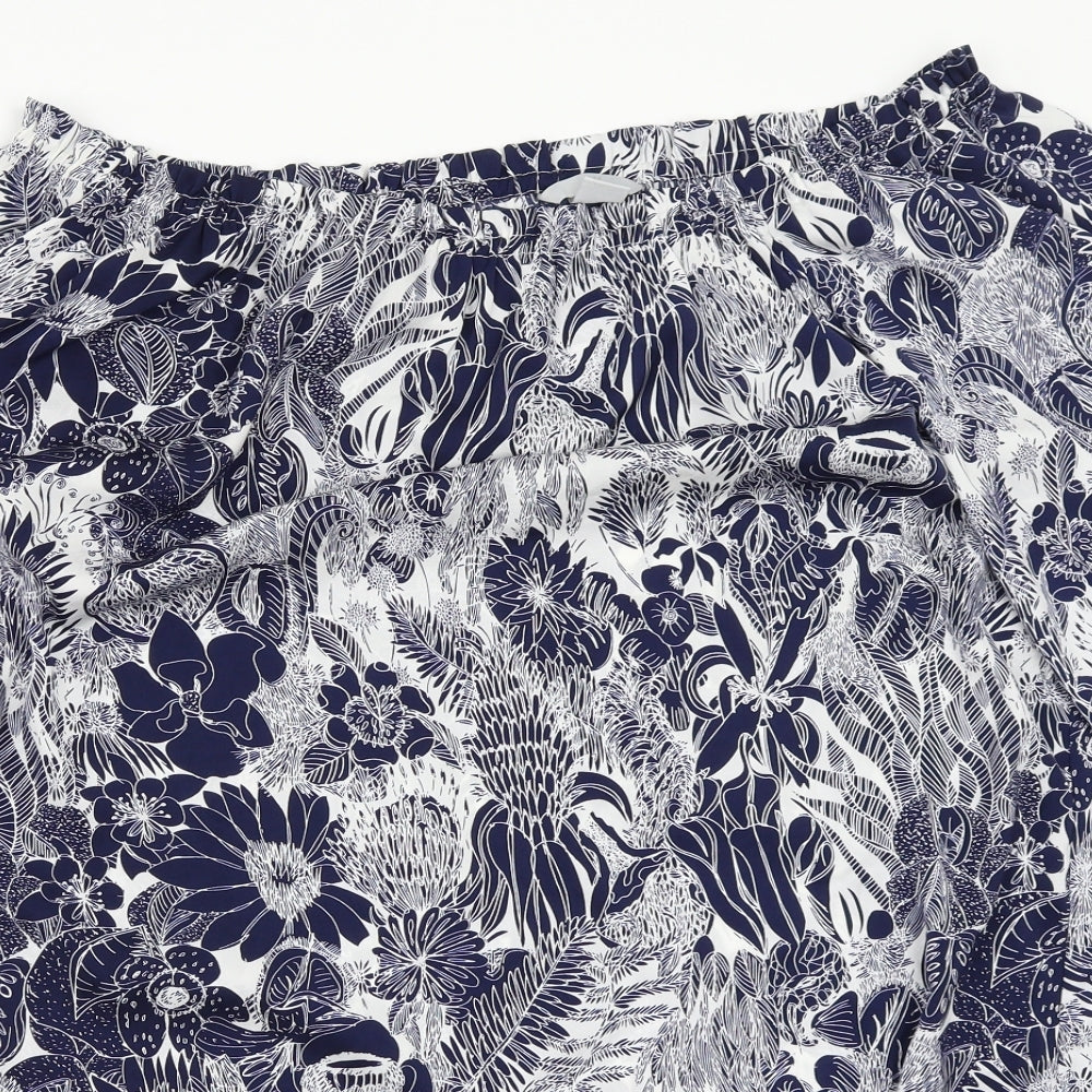 H&M Womens Black Floral  Basic Blouse Size 12