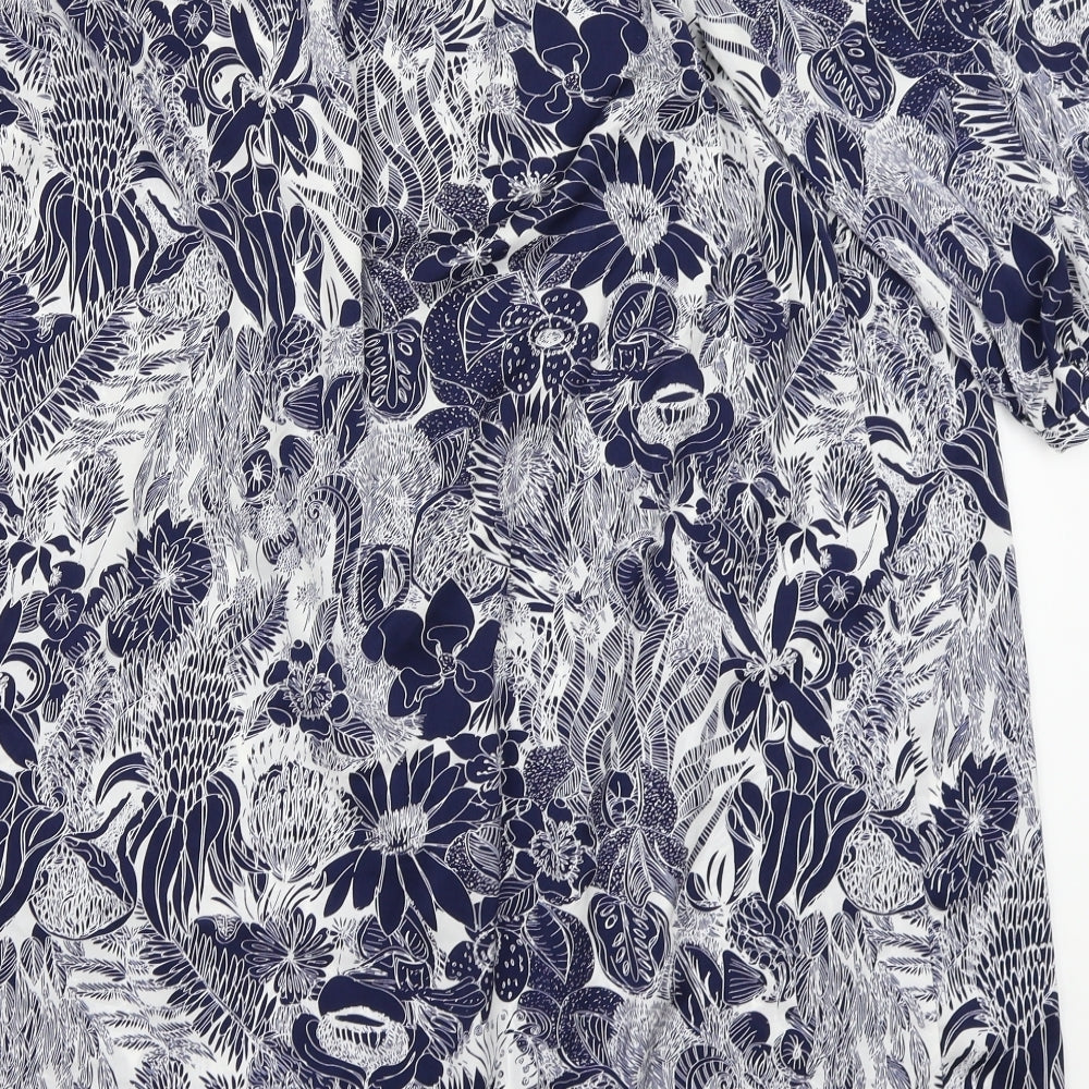 H&M Womens Black Floral  Basic Blouse Size 12