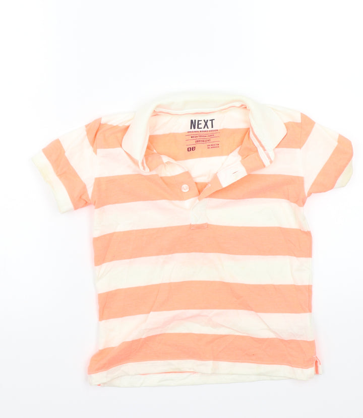 NEXT Girls Orange Striped Basic Polo Size 3-4 Years