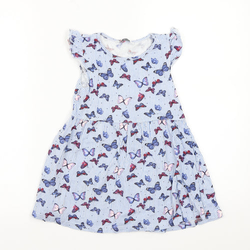 Marks and Spencer Girls White Striped  A-Line  Size 5-6 Years