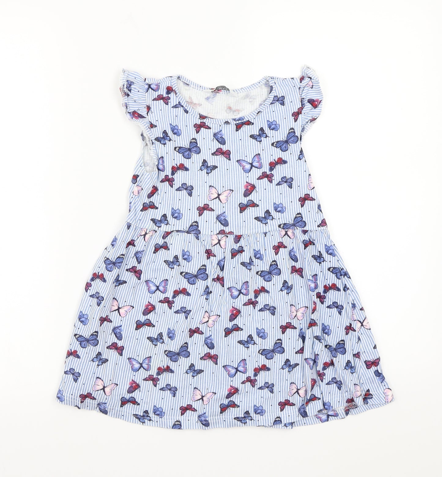 Marks and Spencer Girls White Striped  A-Line  Size 5-6 Years