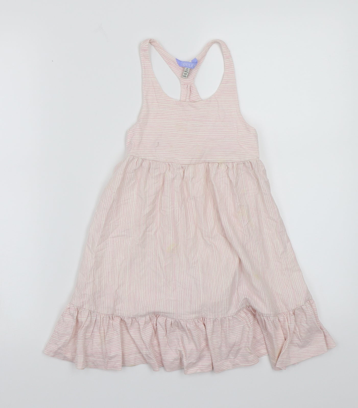Joules Girls White Striped  A-Line  Size 4 Years