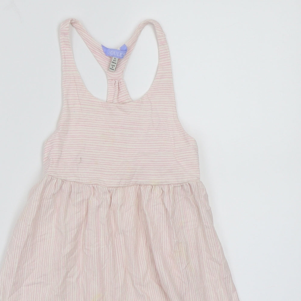 Joules Girls White Striped  A-Line  Size 4 Years