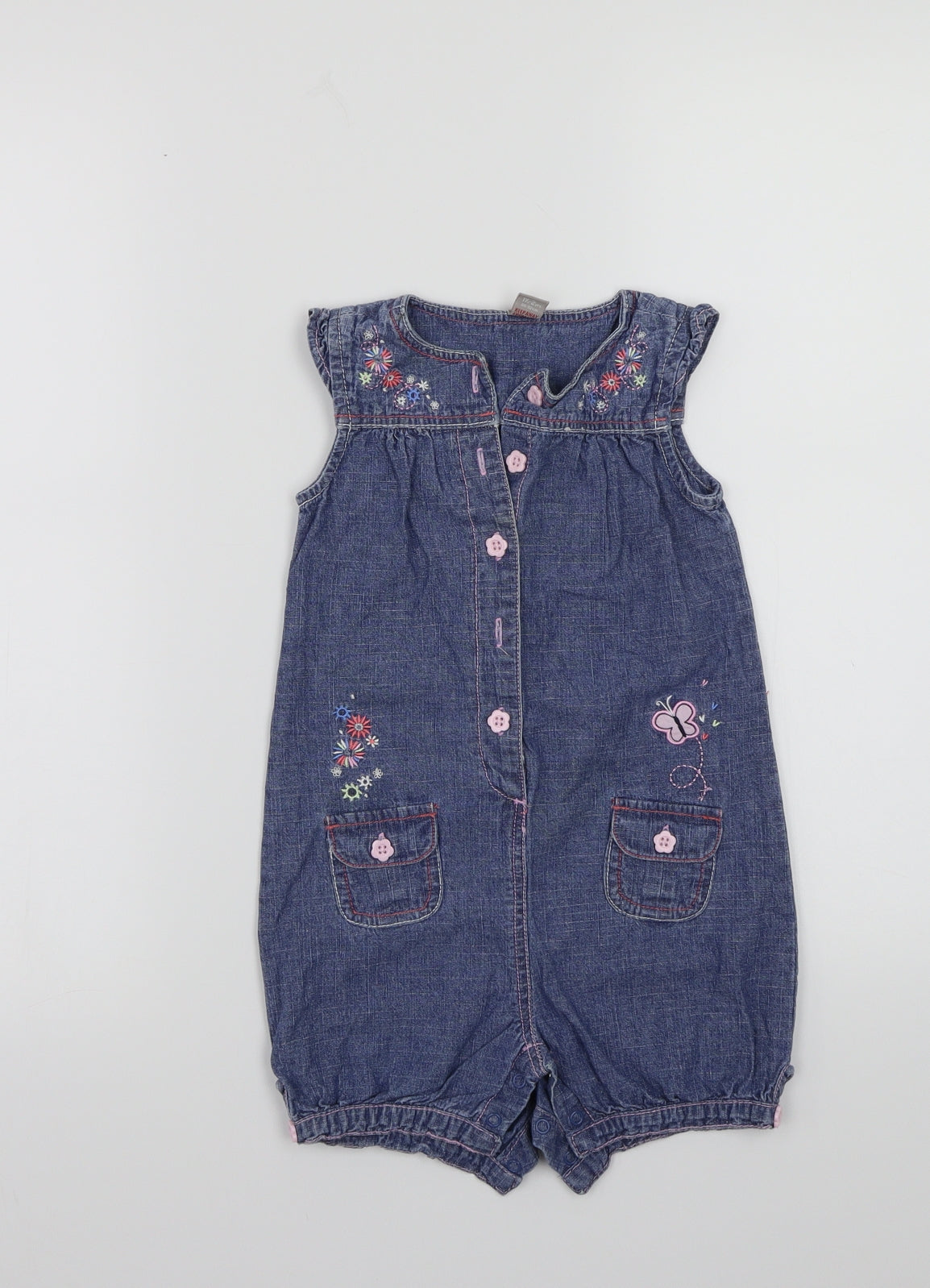 NEXT Girls Blue Floral  Babygrow One-Piece Size 12-18 Months