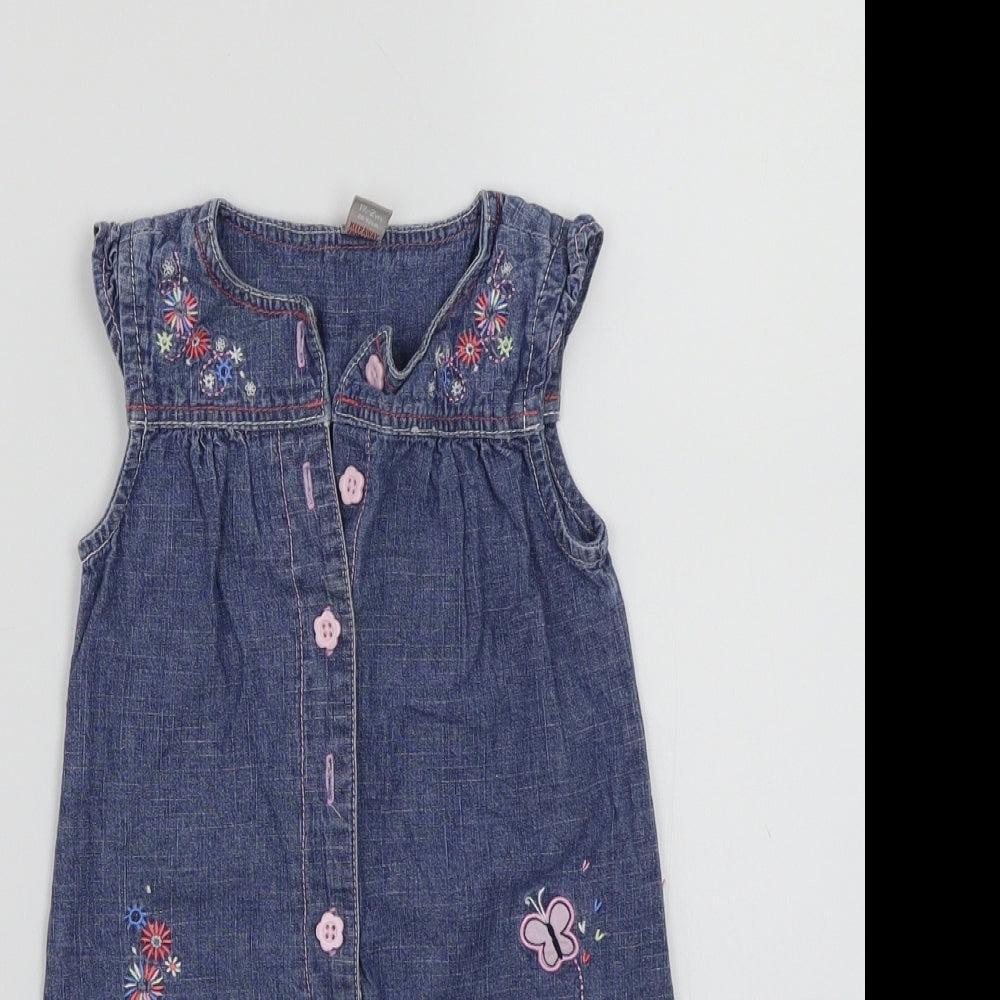 NEXT Girls Blue Floral  Babygrow One-Piece Size 12-18 Months