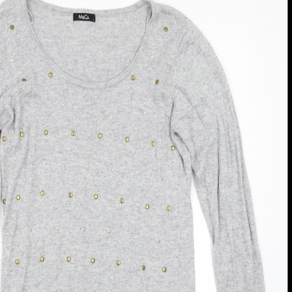 M&Co Womens Grey   Pullover Jumper Size L