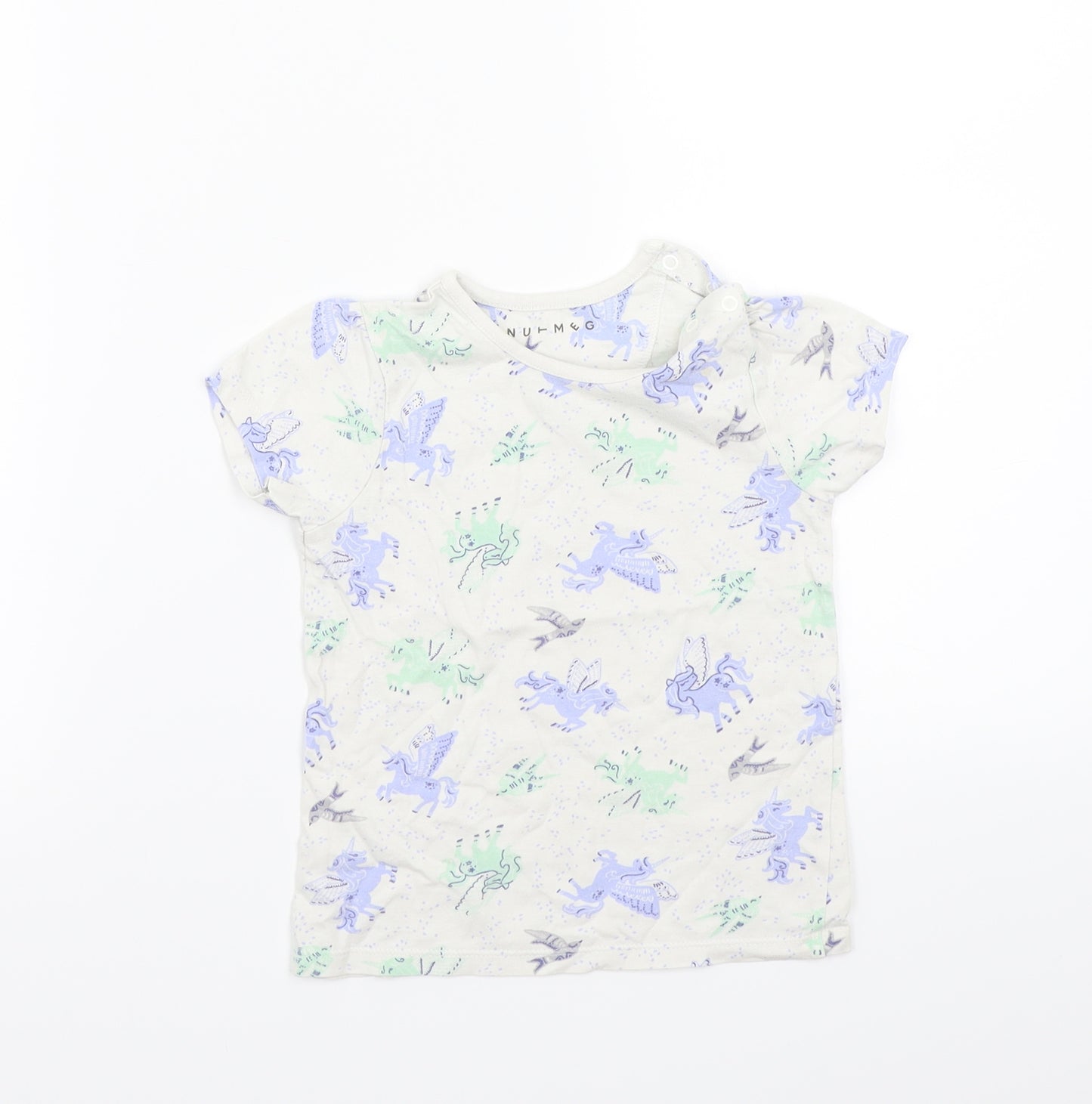 Nutmeg Girls White  Rayon Basic T-Shirt Size 2 Years