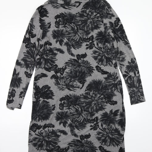 Pomodoro Womens Grey Floral Rayon A-Line  Size 14