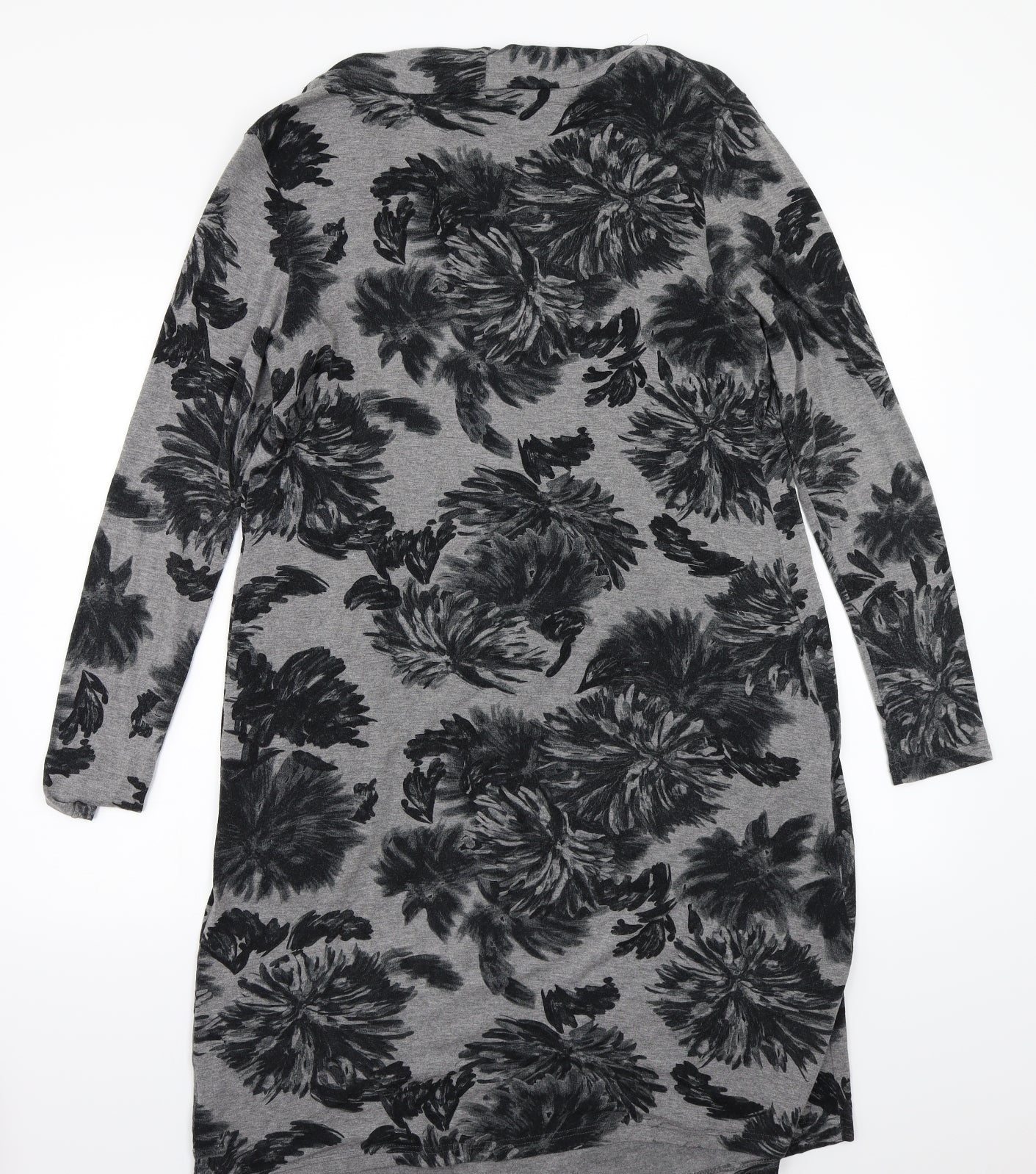 Pomodoro Womens Grey Floral Rayon A-Line  Size 14
