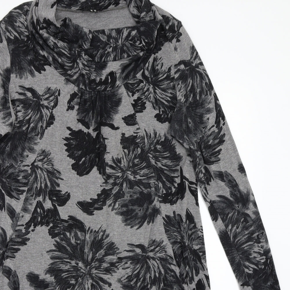 Pomodoro Womens Grey Floral Rayon A-Line  Size 14