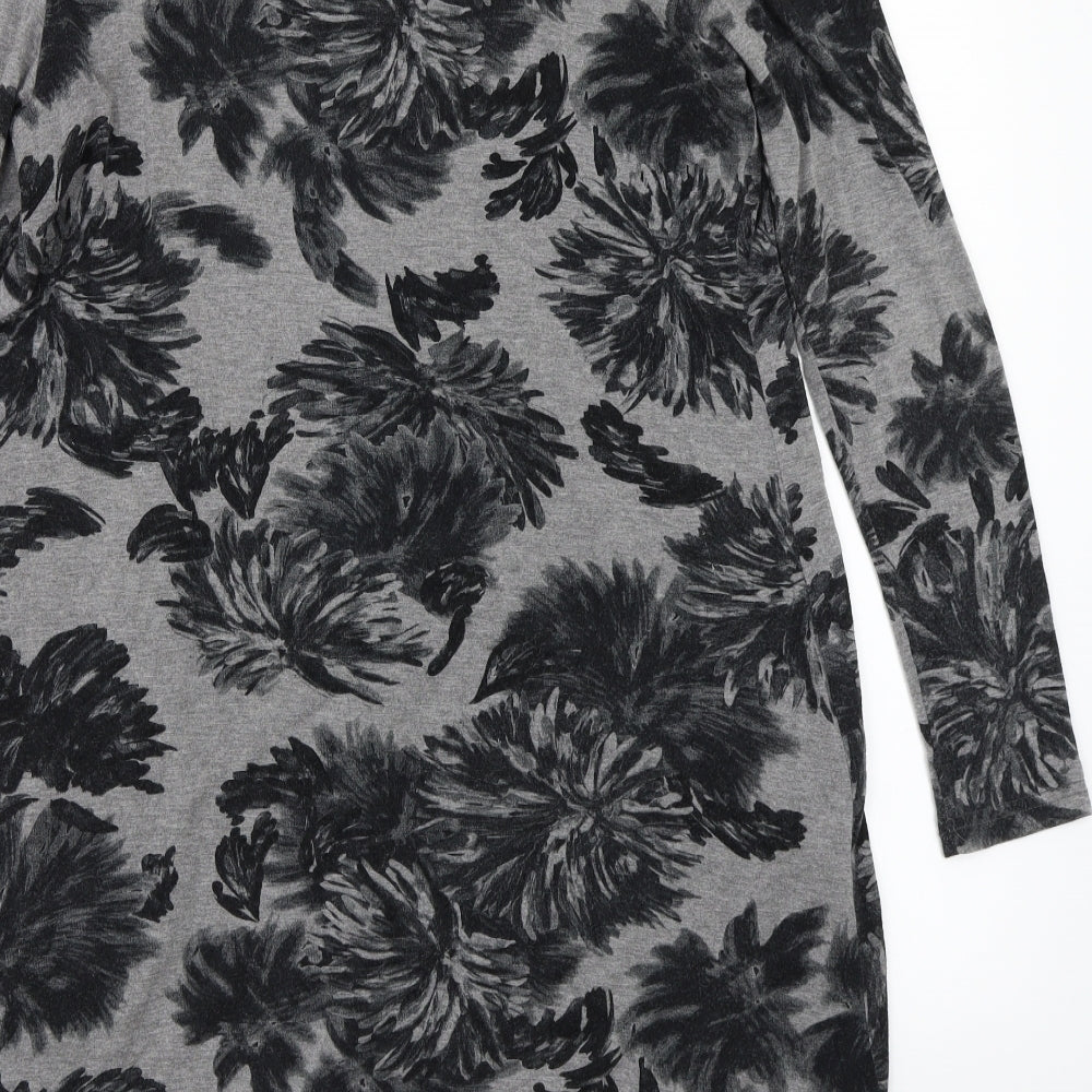 Pomodoro Womens Grey Floral Rayon A-Line  Size 14