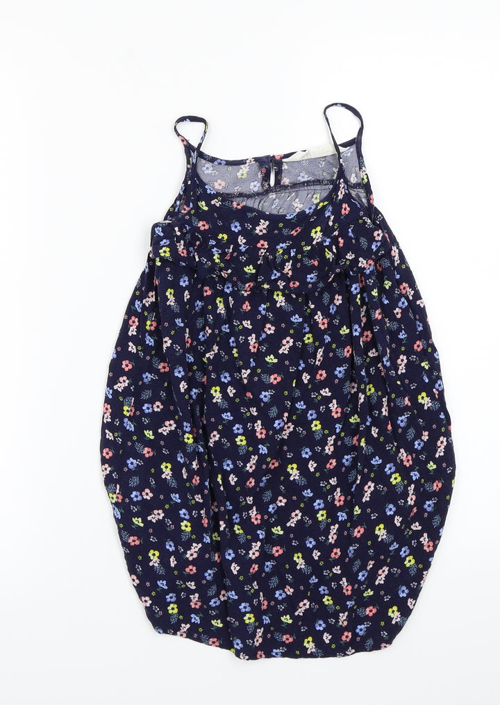 H&M Girls Blue Floral Canvas Basic T-Shirt Size 4 Years