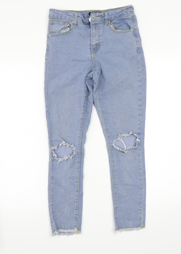 Boohoo Womens Blue Cropped Jeans Size 10 L24 in