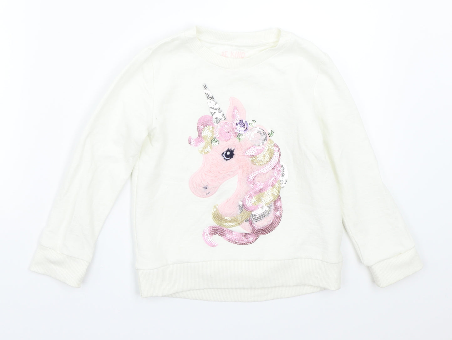 F&F Girls White   Pullover Jumper Size 5-6 Years  - Unicorn