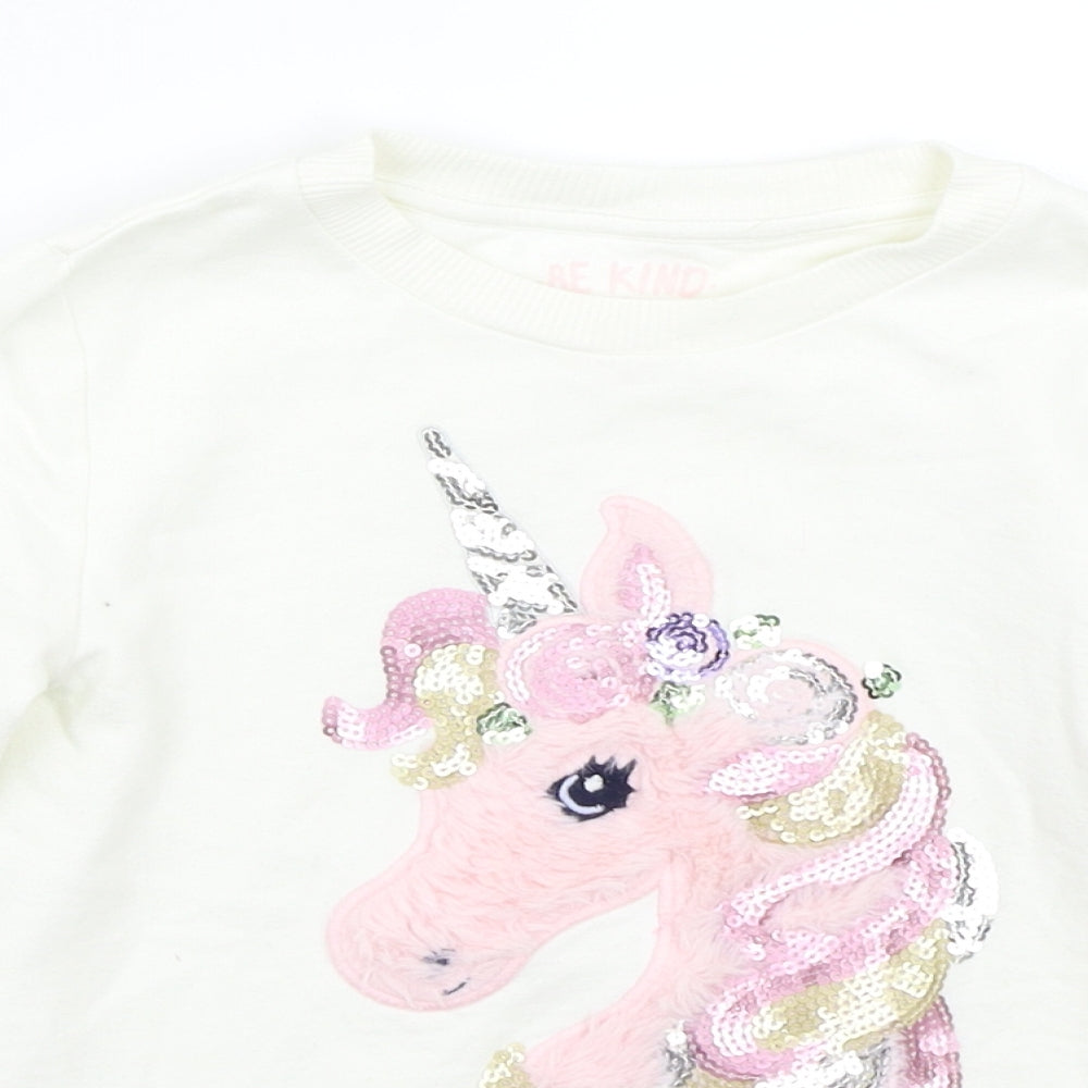 F&F Girls White   Pullover Jumper Size 5-6 Years  - Unicorn