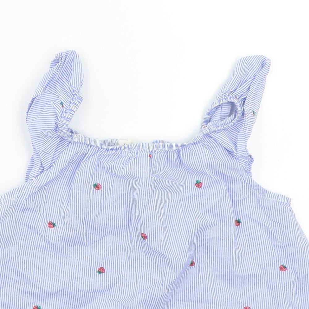 H&M Girls Blue Floral  Basic T-Shirt Size 5 Years
