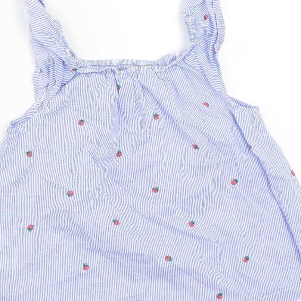 H&M Girls Blue Floral  Basic T-Shirt Size 5 Years
