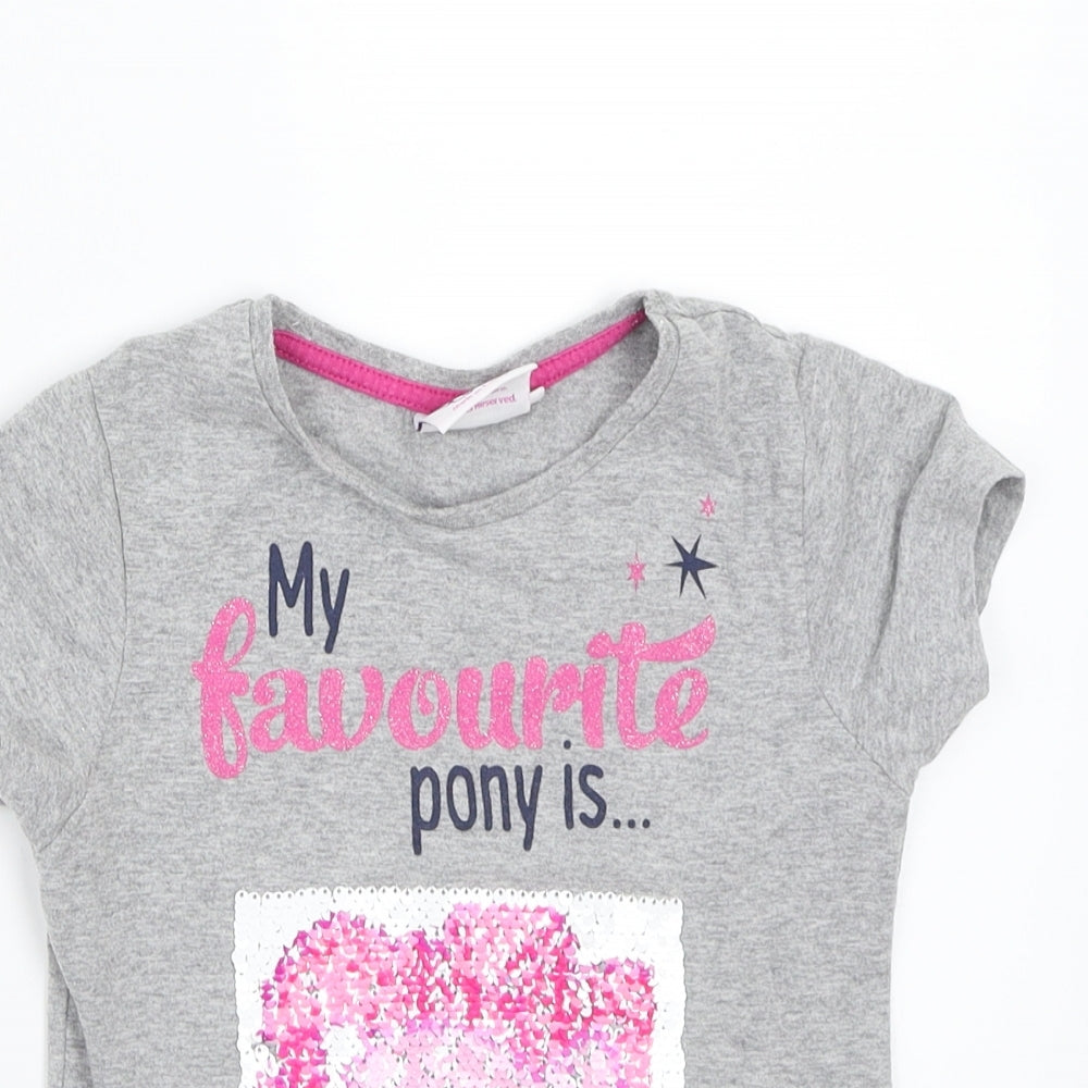 My Little Pony Girls Grey   Basic T-Shirt Size 5-6 Years
