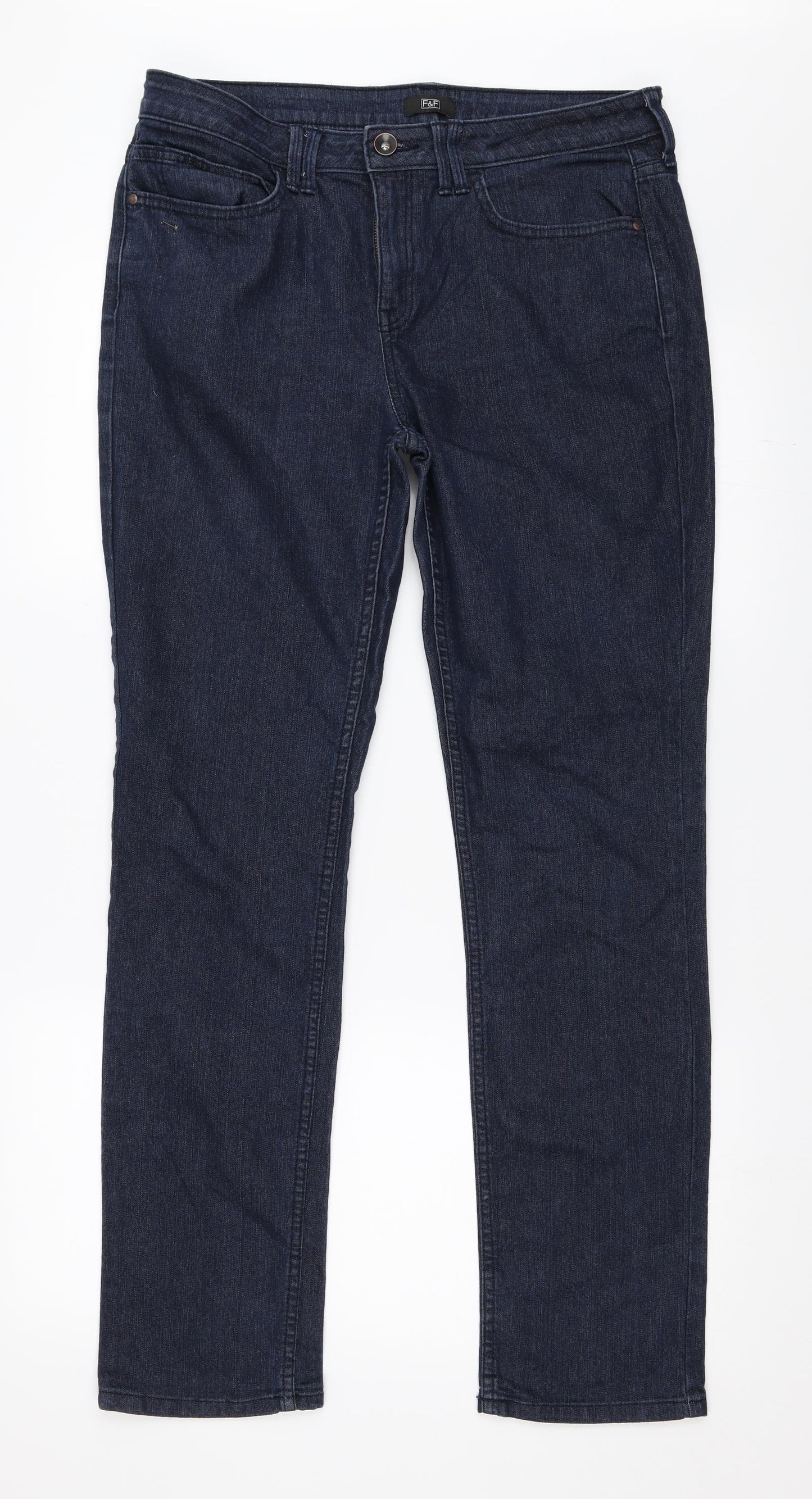 F&F Womens Blue  Denim Straight Jeans Size 12 L31 in