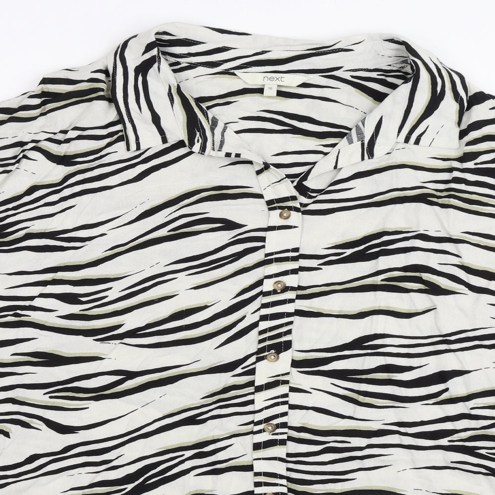 NEXT Womens Beige Animal Print  Basic Button-Up Size 16