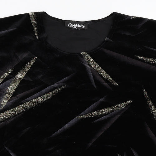 Charmell Womens Black  Velour Basic Blouse Size M