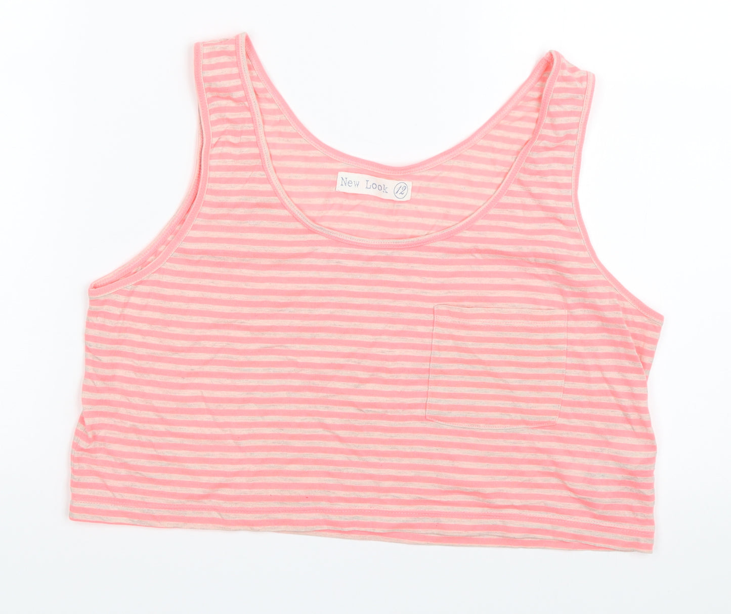 New Look Womens Pink Striped  Basic Tank Size 12