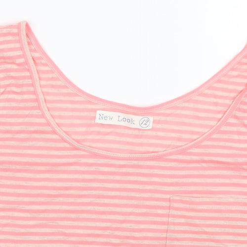 New Look Womens Pink Striped  Basic Tank Size 12