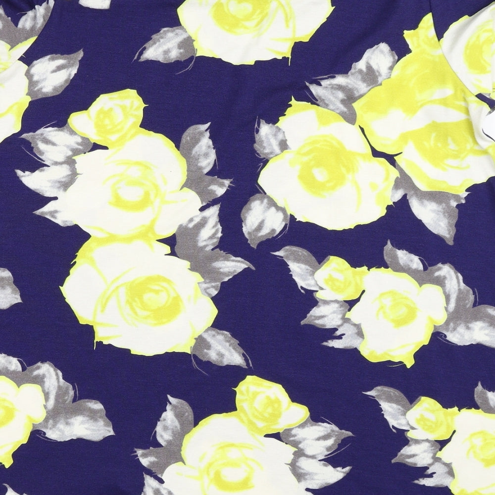 Papaya Womens Blue Floral  Basic T-Shirt Size 14