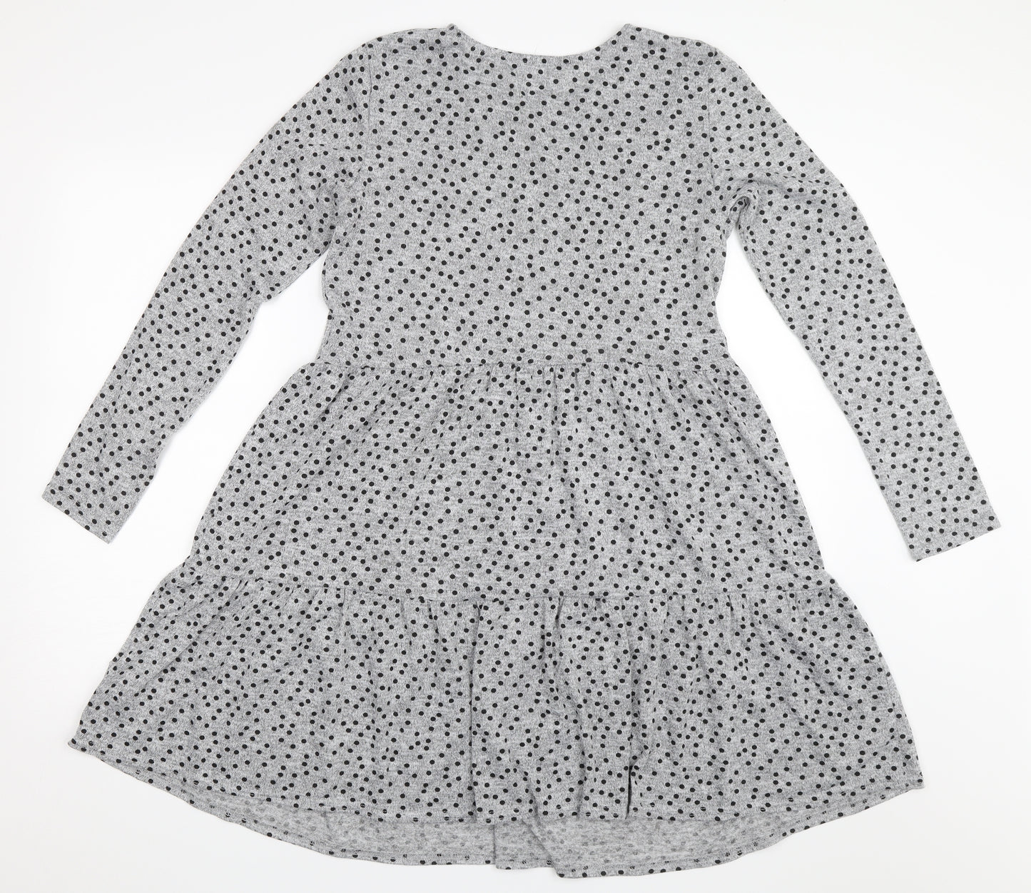 New Look Womens Grey Polka Dot  Fit & Flare  Size 10