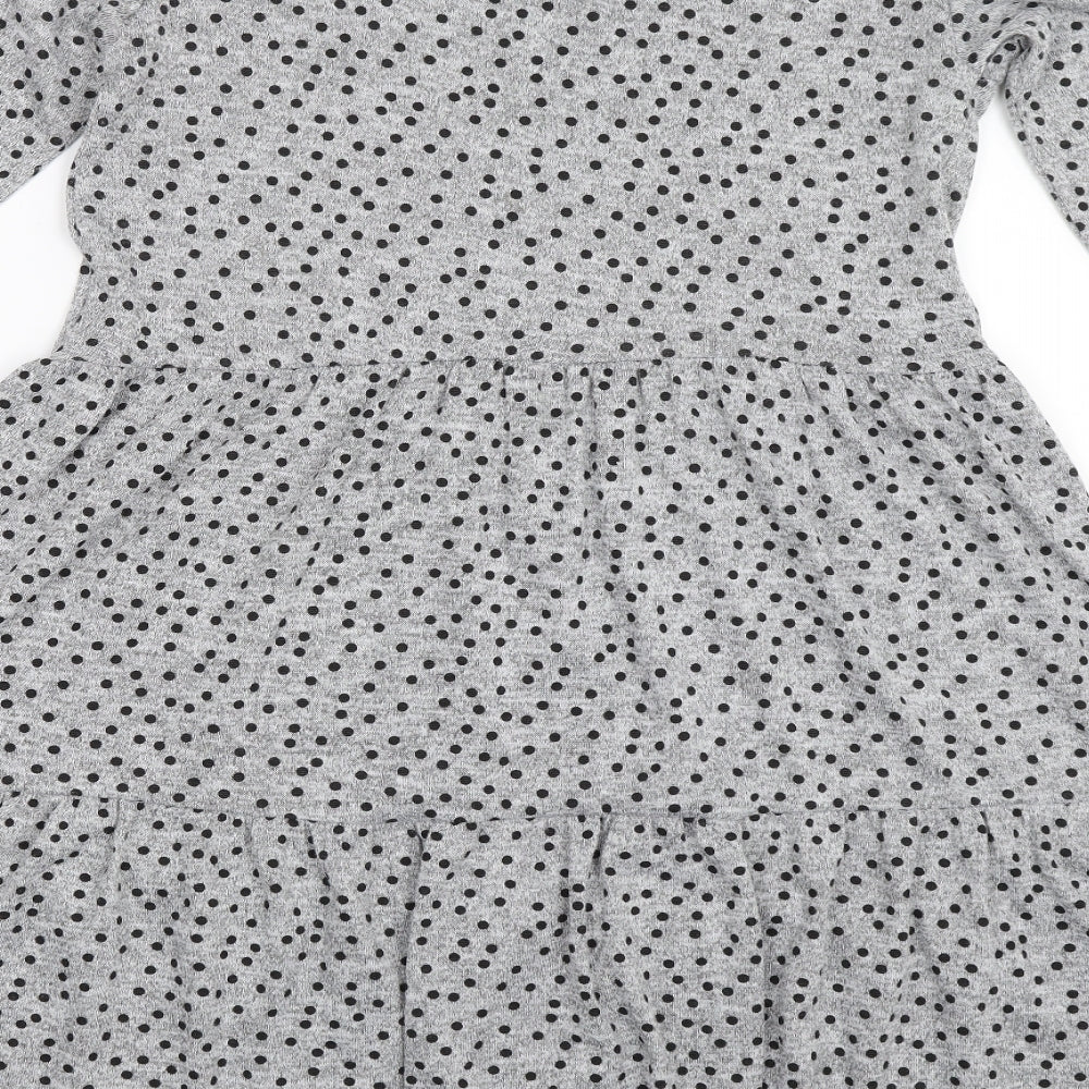 New Look Womens Grey Polka Dot  Fit & Flare  Size 10