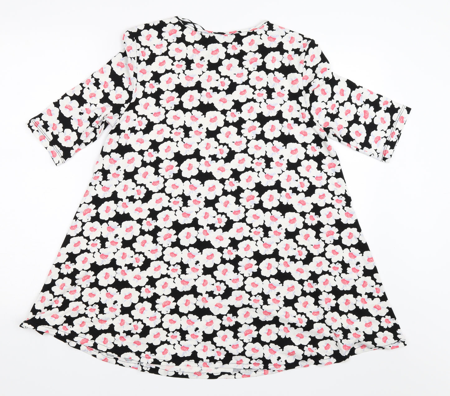Papaya Womens Black Floral  Basic T-Shirt Size 14