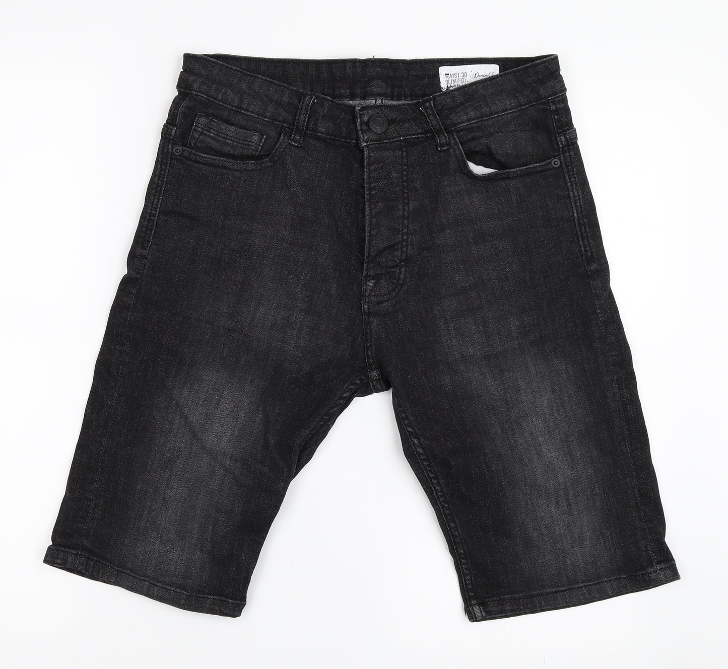Primark Mens Black  Denim Bermuda Shorts Size 30 in